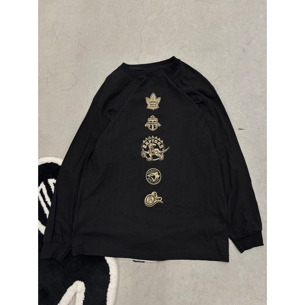 OVO Toronto Raptors Drake Night 2018 Long Sleeve Shirt Black Gold Mens Large